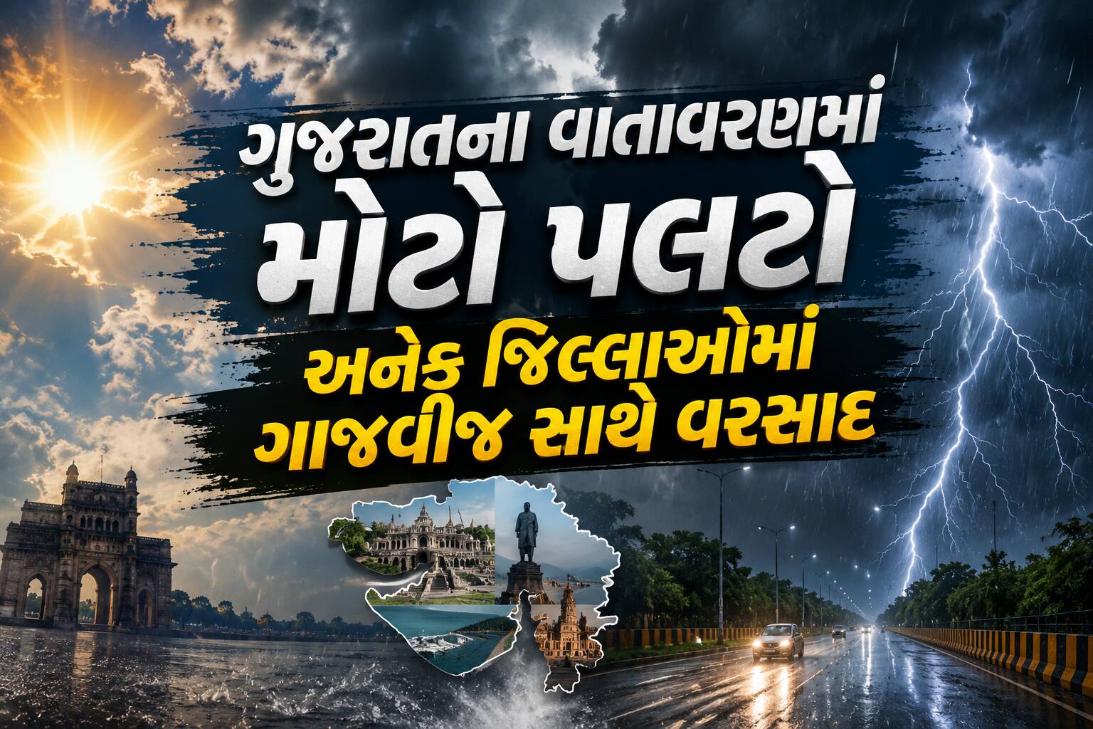 ગુજરાતના અનેક જિલ્લાઓમાં ભારે વાવાઝોડા અને કરા સાથે વરસાદ; જાણો તમારા વિસ્તારની સ્થિતિ