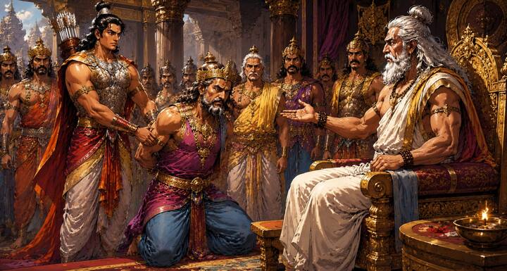 अर्जुन बंदी द्रुपद को द्रोणाचार्य के सामने ले आए. द्रोण ने अपने पुराने मित्र को याद दिलाया कि कभी उन्होंने मित्रता का अपमान किया था. इसके बाद द्रोणाचार्य ने द्रुपद का आधा राज्य अपने अधिकार में लेकर शेष आधा उन्हें लौटा दिया. इस घटना ने दोनों के बीच वैर की नई कहानी की नींव रख दी.