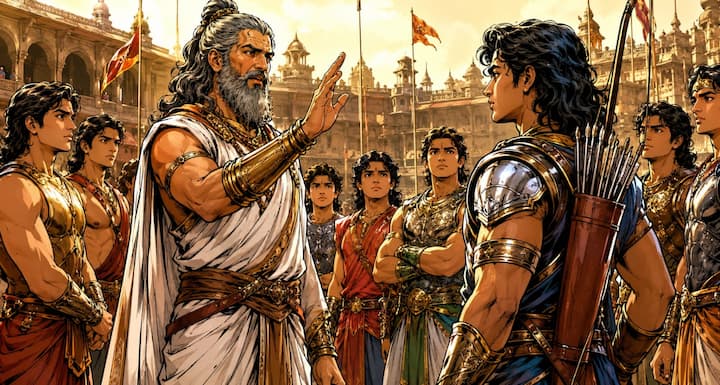 आचार्य द्रोणाचार्य ने अपने शिष्यों से गुरु दक्षिणा के रूप में पांचाल नरेश द्रुपद को बंदी बनाकर लाने की इच्छा जताई. यह केवल एक युद्ध नहीं था, बल्कि वर्षों पुराने अपमान का प्रतिशोध भी था. गुरु का आदेश सुनते ही कौरव और पांडव दोनों युद्ध की तैयारी में जुट गए.