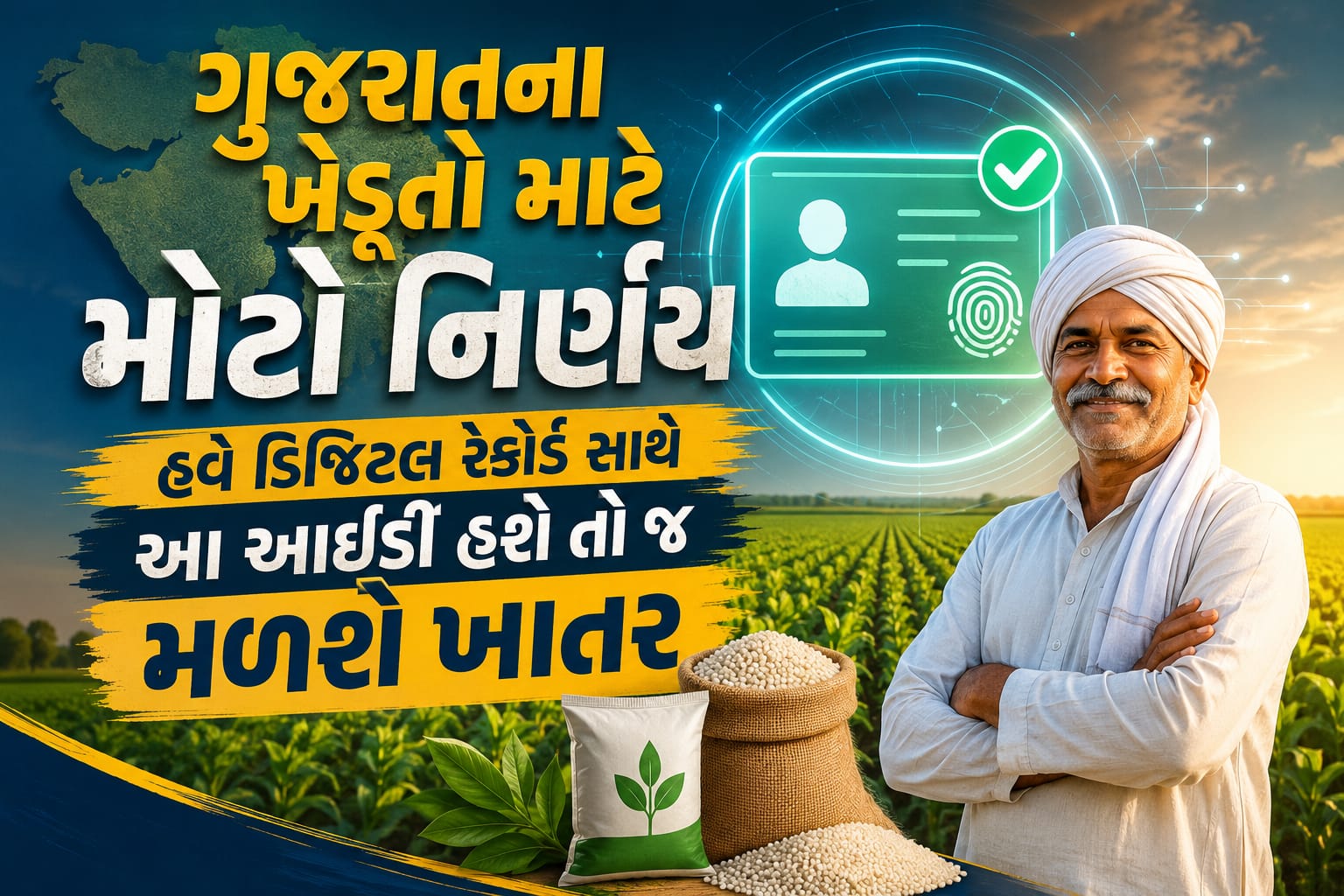 ગુજરાતના ખેડૂતો માટે મોટો નિર્ણય: હવે ડિજિટલ રેકોર્ડ સાથે આ આઈડી હશે તો જ મળશે ખાતર, જાણો નવો નિયમ