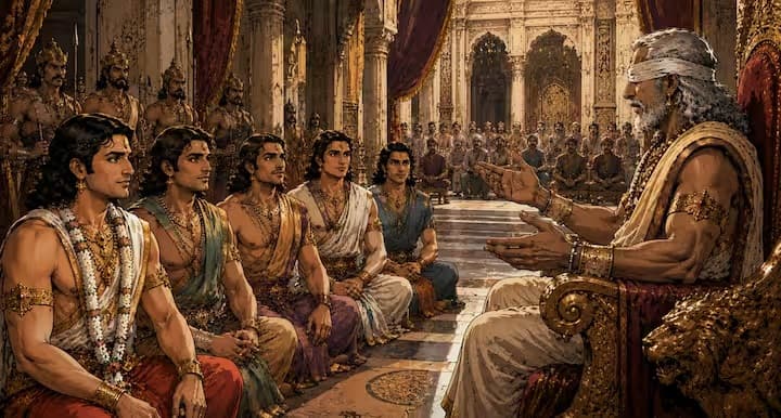ધૃતરાષ્ટ્રે પાંડવોને થોડા સમય માટે વારાણવત નગરીની મુલાકાત લેવા કહ્યું. તેમણે ત્યાંની સુંદરતા અને ઉત્સવોનું વર્ણન કરતા તેને આનંદદાયક પ્રસંગ ગણાવ્યો. પાંડવોએ આને પરિવારના વડાના આદેશ તરીકે સ્વીકાર્યું, પરંતુ તેની પાછળના સત્યથી અજાણ રહ્યા.