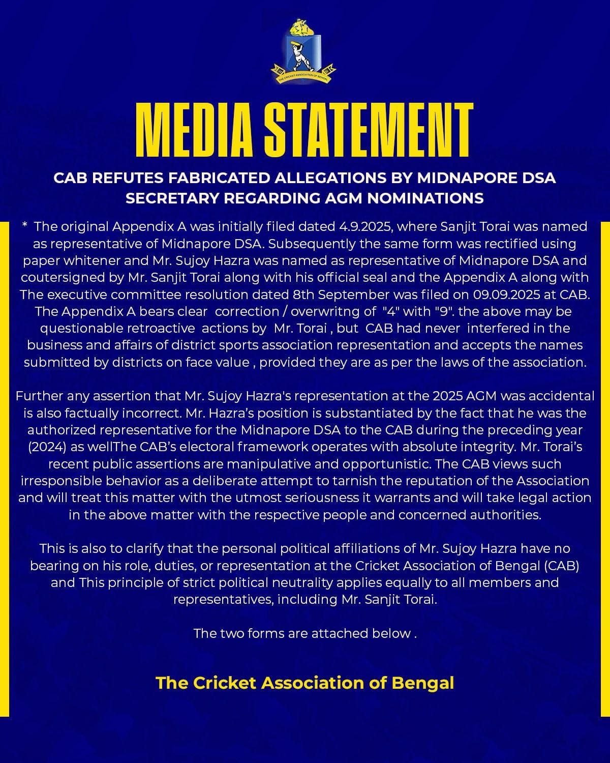 CAB statement