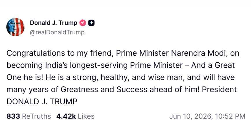 'Wise & Great Man': Trump Congratulates PM Modi On 12 Years In Office Wise & Great Man': Trump Congratulates PM Modi On 12 Years In Office