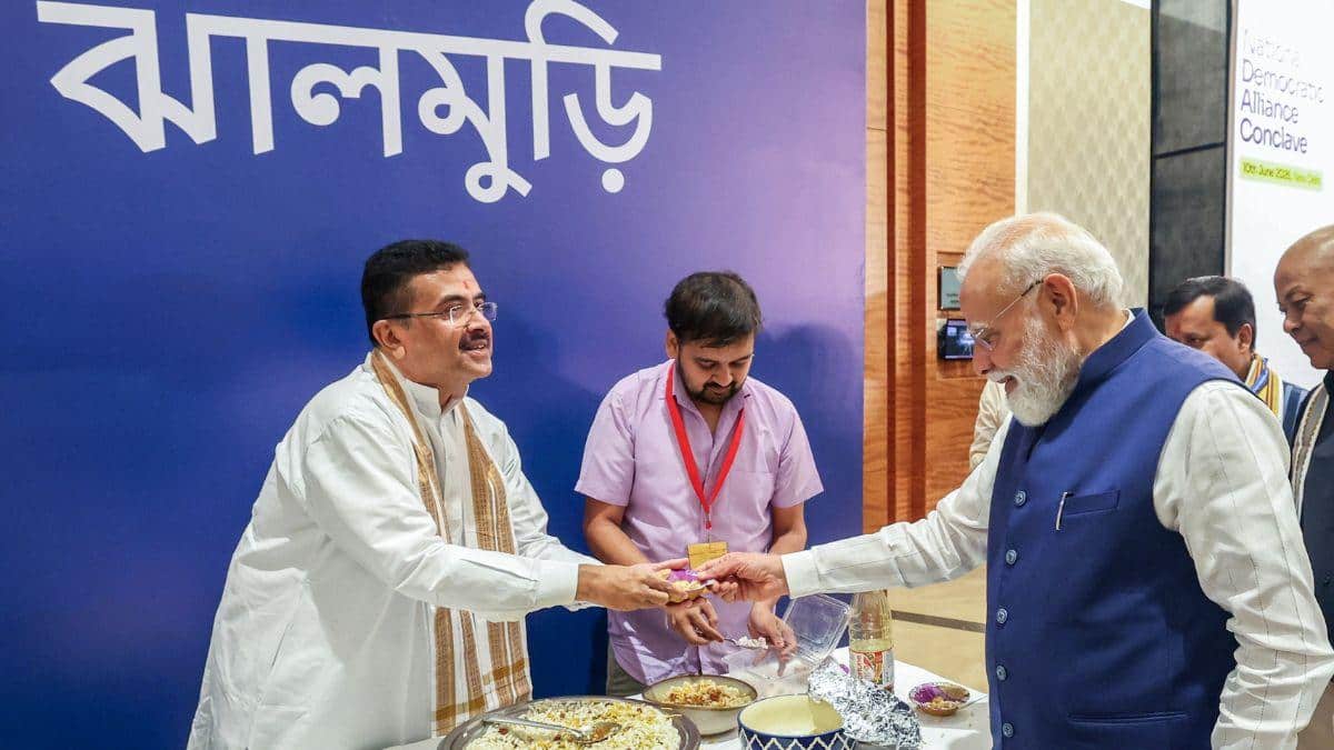 Suvendu Adhikari Serves Jhalmuri To PM Modi At NDA Meeting: Watch