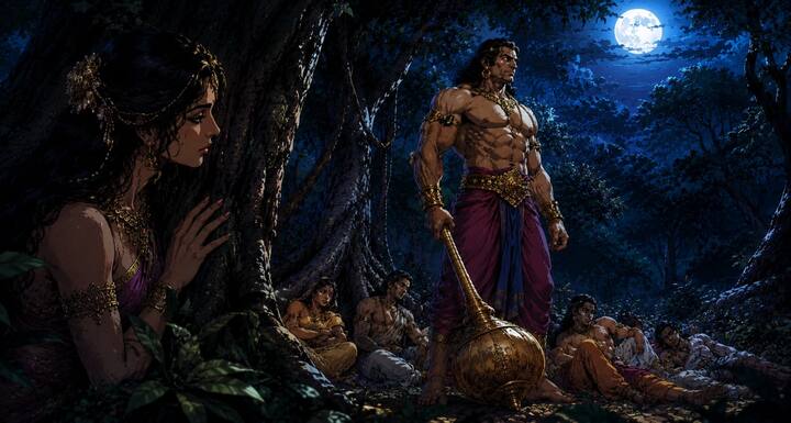 जब हिडिंबा ने भीम को देखा तो वह उनके अद्भुत व्यक्तित्व और बल से प्रभावित हो गई. जिस उद्देश्य से वह आई थी, वह भूल गई. उसके मन में प्रेम जाग उठा. उसने सुंदर स्त्री का रूप धारण किया और भीम के पास पहुंचकर उन्हें अपने भाई के खतरे के बारे में बताया. अब उसके सामने प्रेम और कर्तव्य का संघर्ष था.