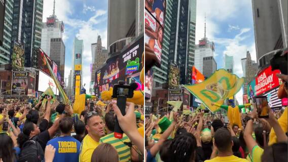 WATCH: Brazil Fans Take Over Times Square As FIFA World Cup Fever Grips New York