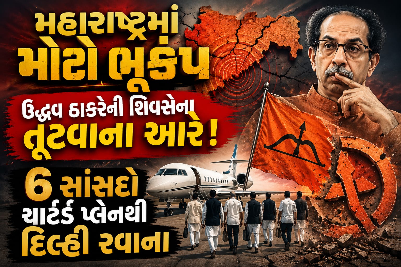 મહારાષ્ટ્રમાં શિવસેનામાં મોટું ભંગાણ: 6 સાંસદો દિલ્હી રવાના, રાજકારણમાં ખળભળાટ