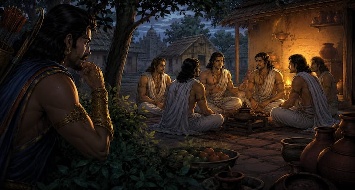 राजकुमार धृष्टद्युम्न को शक था कि स्वयंवर जीतने वाले ब्राह्मण वास्तव में पांडव हो सकते हैं. सत्य जानने के लिए उन्होंने गुप्त रूप से उनकी गतिविधियों पर नजर रखी. उन्होंने उनके व्यवहार, बातचीत और शौर्य को ध्यान से देखा ताकि बिना प्रमाण के कोई निष्कर्ष न निकाला जाए.