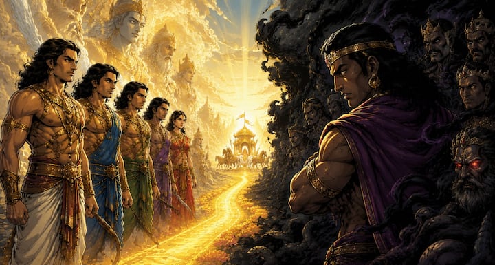 जीवन में ईर्ष्या और द्वेष व्यक्ति की बुद्धि को भ्रमित कर देते हैं, जबकि सत्य, धैर्य और धर्म अंत में विजय दिलाते हैं. पांडवों ने कठिन परिस्थितियों में भी धर्म का मार्ग नहीं छोड़ा, इसलिए उन्हें सम्मान और सफलता मिली. हमें दूसरों की उन्नति से जलने के बजाय अपने कर्मों और चरित्र को श्रेष्ठ बनाने का प्रयास करना चाहिए.