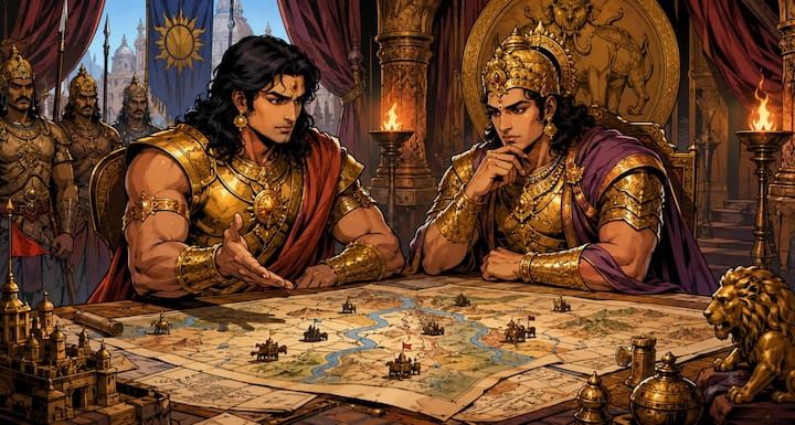 In the Kuru court, Bhishma Pitamah explained to Dhritarashtra that it was not right to fight with the Pandavas. He said that Pandavas are also members of Kuruvansh and they should be treated like sons. According to him, Pandavas should get their rights by following justice and religion.