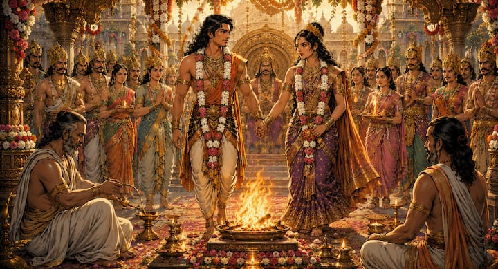 राजा की अनुमति मिलने के बाद अर्जुन और चित्रांगदा का विवाह वैदिक रीति-रिवाजों के अनुसार संपन्न हुआ. दोनों ने कुछ वर्षों तक मणिपुर में साथ जीवन बिताया. उनका वैवाहिक जीवन प्रेम, सम्मान और परस्पर विश्वास की मिसाल माना जाता है.