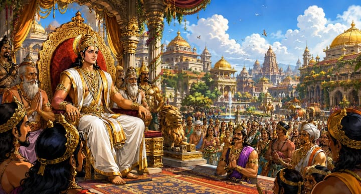 महाभारत के अनुसार धर्मराज युधिष्ठिर का शासन न्याय, धर्म और लोककल्याण का प्रतीक था. उनकी प्रजा सुखी, समृद्ध और संतुष्ट थी. वे अपने कर्तव्यों का पूरी निष्ठा से पालन करते थे और सभी के साथ समान व्यवहार करते थे. इसी कारण उनका राज्य चारों दिशाओं में आदर्श शासन के रूप में प्रसिद्ध था.