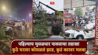 पहिल्याच मुसळधार पावसाचा तडाखा; मुंबईत घरावर कोसळलं झाड, नागपुरात इमारतीचा मलब्यात दबली कार