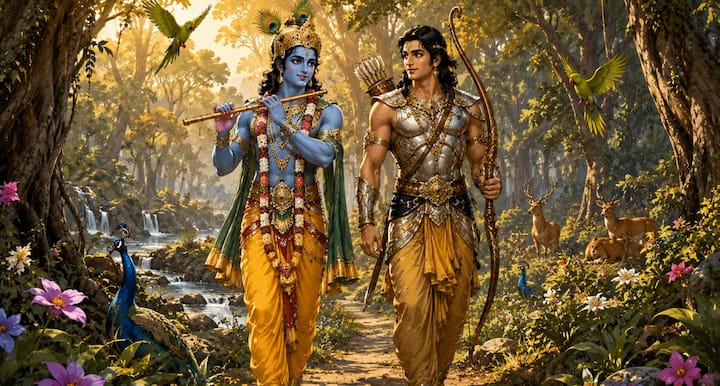 एक दिन श्रीकृष्ण और अर्जुन ने मनोरंजन तथा विश्राम के उद्देश्य से वन में विहार करने का निश्चय किया. दोनों सुंदर वन, वृक्षों, पुष्पों और पक्षियों की मधुर ध्वनियों का आनंद लेते हुए आगे बढ़े. प्रकृति की शांति और सौंदर्य के बीच उनका यह भ्रमण एक महत्वपूर्ण घटना की शुरुआत बनने वाला था.