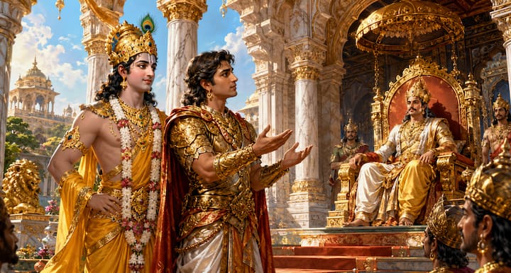 Sitting in Indraprastha, Arjun requested Shri Krishna to build such a meeting hall which would be wonderful and unique. Shri Krishna understood his feelings and advised him to seek permission from Yudhishthir. It was not going to be just a building, but a symbol of religion, justice and pride of the Pandavas.