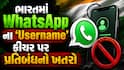 ભારતમાં WhatsApp ના 'Username' ફીચર પર પ્રતિબંધનો ખતરો: સરકારે 3 દિવસમાં મેટા પાસે માંગ્યો જવાબ