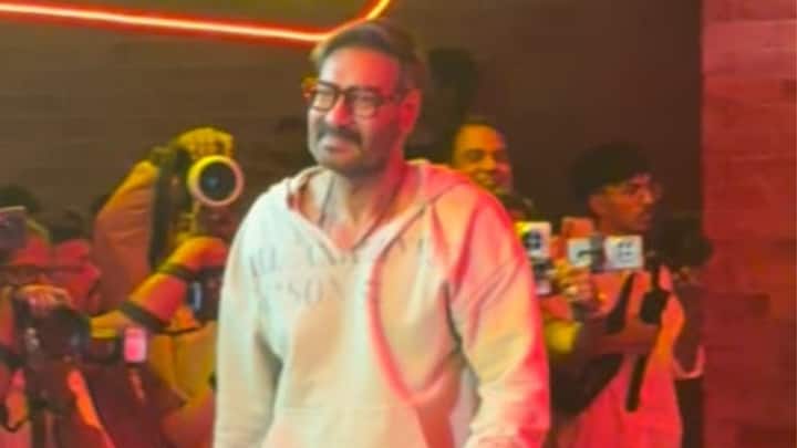 Ajay Devgn made a stylish appearance at the grand trailer launch event of his upcoming comedy entertainer Dhamaal 4, held at a theme park. (Image Source: ABP Live)