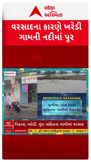 Jamnagar Rain : વરસાદના કારણે ખરેડી ગામની નદીમાં પૂર