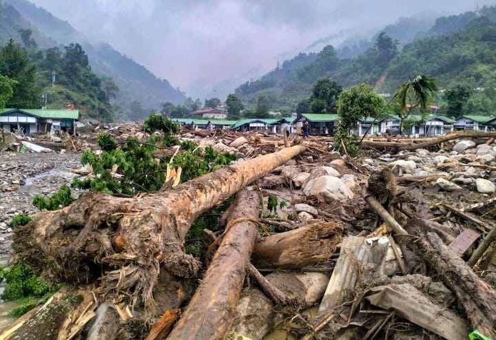 Heavy rainfall in Arunachal Pradesh leaves behind fallen trees and muddy landscapes. (Image Source: PTI)