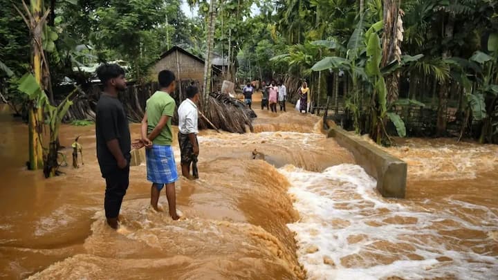 Waterlogged areas and submerged streets after heavy rains in Assam. (Image Source: PTI)