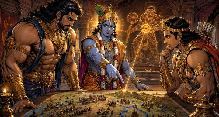 In this part, Shri Krishna explains that instead of directly confronting a powerful enemy, one should recognize his weakness. Patience, restraint and waiting for the right opportunity are the hallmarks of a wise warrior. Haste often becomes the cause of defeat.