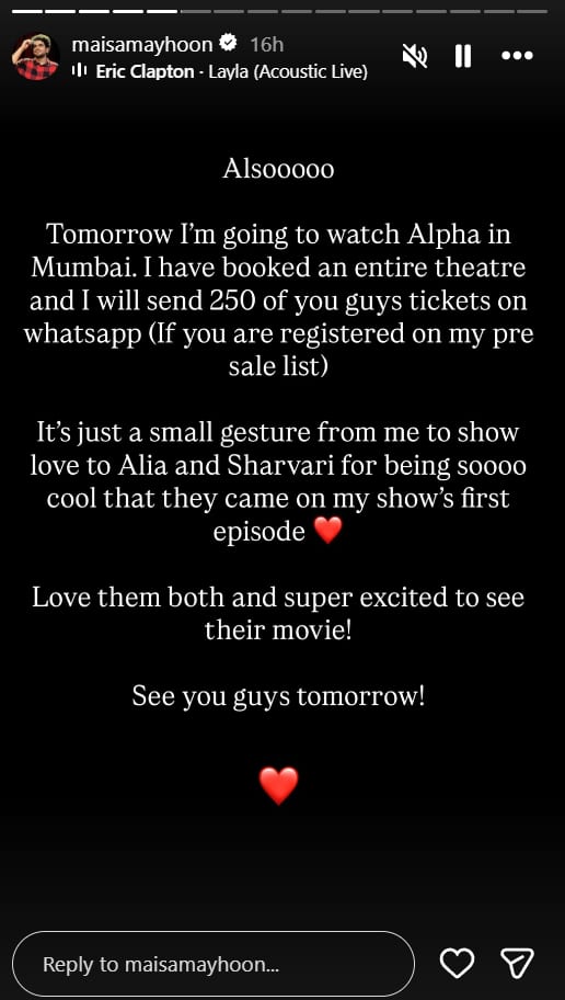 Samay Raina booked entire theater for Alia Bhatt and Sharvari's 'Alpha', announced 250 free tickets