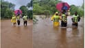 Raigad Rain : रायगडमध्ये पावसाचा हाहा:कार! पाताळगंगा नदीच्या पुरात एसटी अडकली, आजीबाईंना डोक्यावर बसवून बाहेर काढलं