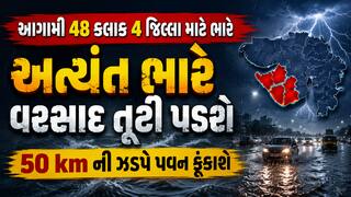 આગામી 48 કલાક 4 જિલ્લા માટે ભારે, અત્યંત ભારે વરસાદ તૂટી પડશે, 50 km ની ઝડપે પવન ફૂંકાશે