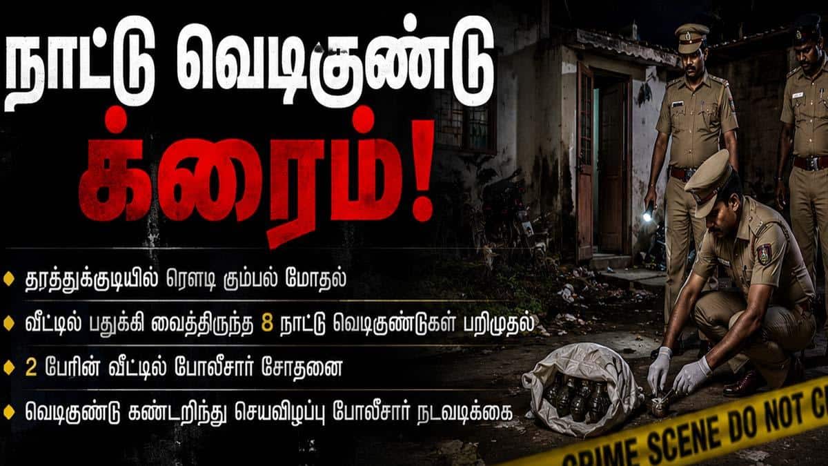 தூத்துக்குடியில் ரெளடி கும்பல் மோதல்: வீட்டில் பதுக்கிய 8 நாட்டு வெடிகுண்டுகள் பறிமுதல்!