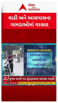 Amreli Rain: અમરેલી જિલ્લાના લાઠી તાલુકામાં વરસાદ, દામનગરમાં રસ્તા પાણી-પાણી થયા