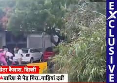 दिल्ली में बारिश और आंधी से गिरे कई पेड़, ग्रेटर कैलाश में दबीं गाड़ियां, देखें तस्वीरें