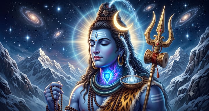 हलाहल विष गले में रुकने के कारण भगवान शिव का कंठ गहरे नीले रंग का हो गया. तभी से उन्हें 'नीलकंठ' के नाम से पूजा जाने लगा. महादेव शांत भाव से ध्यान में लीन रहे. उनका नीला कंठ त्याग, धैर्य और संसार की रक्षा के लिए किए गए सर्वोच्च बलिदान का अमर प्रतीक बन गया.