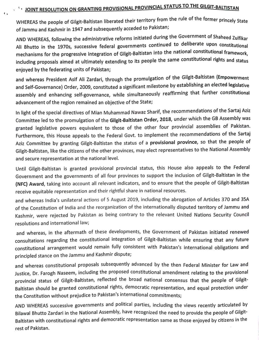 Pakistan Assembly In Gilgit-Baltistan Passes Resolution Seeking 'Fifth Province' Status Amid Turmoil In PoK