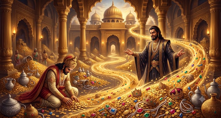 Yudhishthir even put his gold, silver, gems, treasures and palaces at stake. The prosperity, glory and years of hard work of the state were lost in a few moments. Shakuni's deceit continued to succeed and the wealth of the Pandavas continued to go into the hands of the Kauravas.