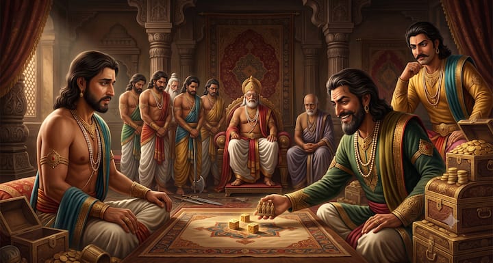 When all the money was exhausted, Yudhishthir also put Nakul, Sahadeva, Arjun and Bhima at stake. Due to Shakuni's cunning, all the Pandavas were defeated. This was not just a defeat, but the biggest blow to the dignity of relationships, trust and family.