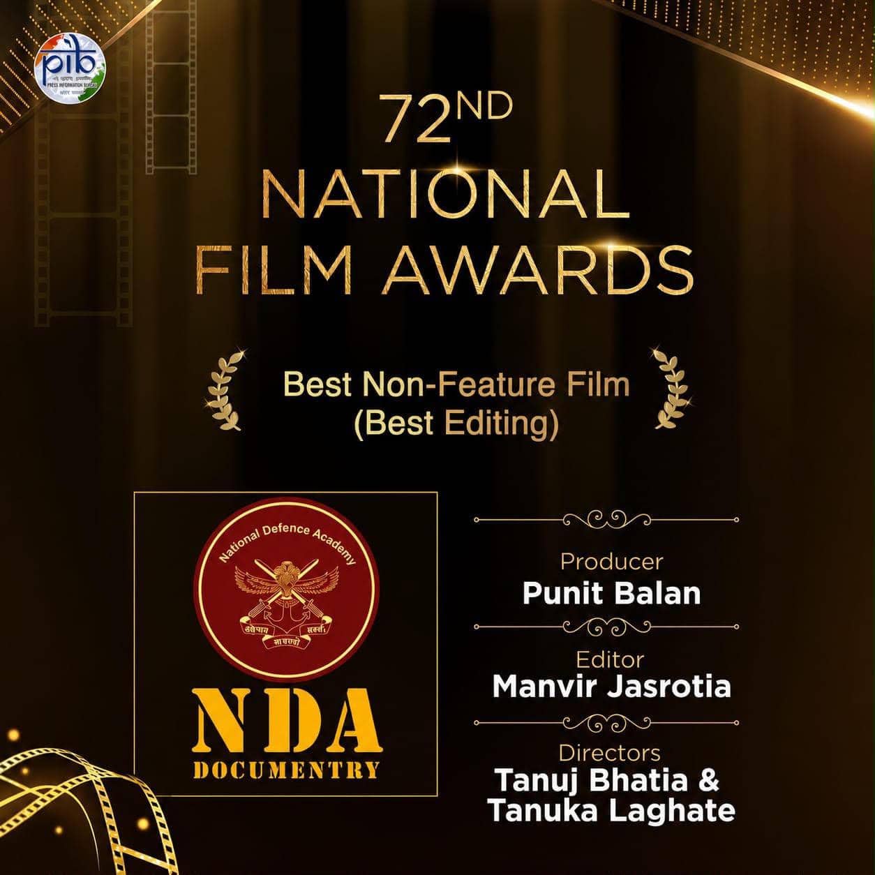 '75 Years of NDA' brought national pride to Punit Balan Studios, Manveer Jasrotia became the best editor
