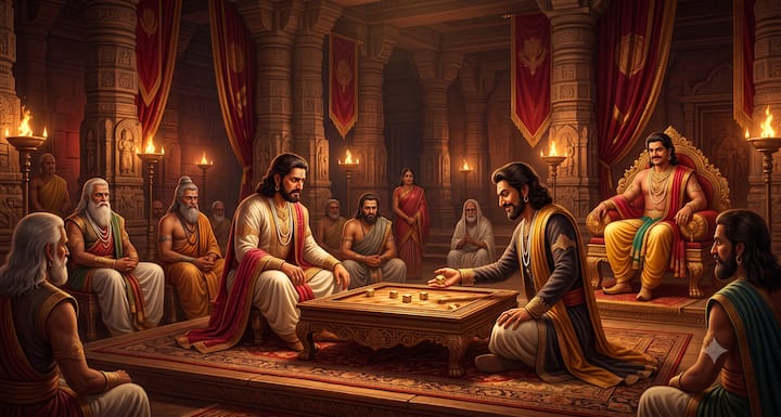 हस्तिनापुर की राजसभा में जुए का खेल चल रहा था. शकुनि की चालों में फँसकर युधिष्ठिर एक-एक करके अपना धन, राज्य और वैभव हारते चले गए. सभा में बैठे सभी योद्धा यह सब देखते रहे, लेकिन किसी ने भी इस अन्याय को रोकने का साहस नहीं किया. यहीं से महाभारत के सबसे दुखद प्रसंग की शुरुआत हुई.
