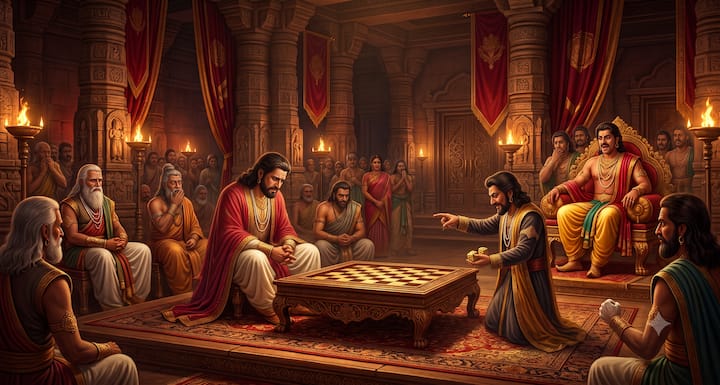 जब युधिष्ठिर स्वयं को भी हार चुके, तब शकुनि ने द्रौपदी को दांव पर लगाने का सुझाव दिया. द्रौपदी का नाम सुनकर सभा में सन्नाटा छा गया. प्रश्न यह था कि जो व्यक्ति स्वयं को हार चुका हो, क्या उसे अपनी पत्नी को दांव पर लगाने का अधिकार है?