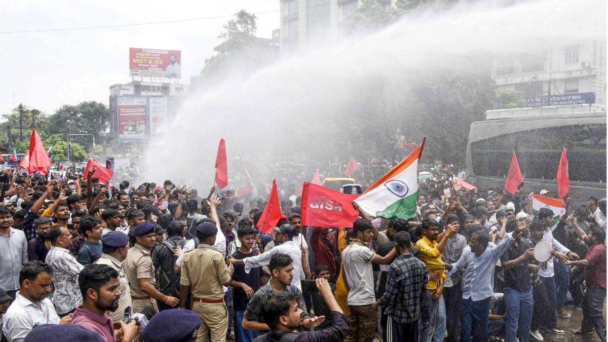 Bihar Police Fire Tear Gas, Use Water Cannon To Stop NEET Protest March In Patna