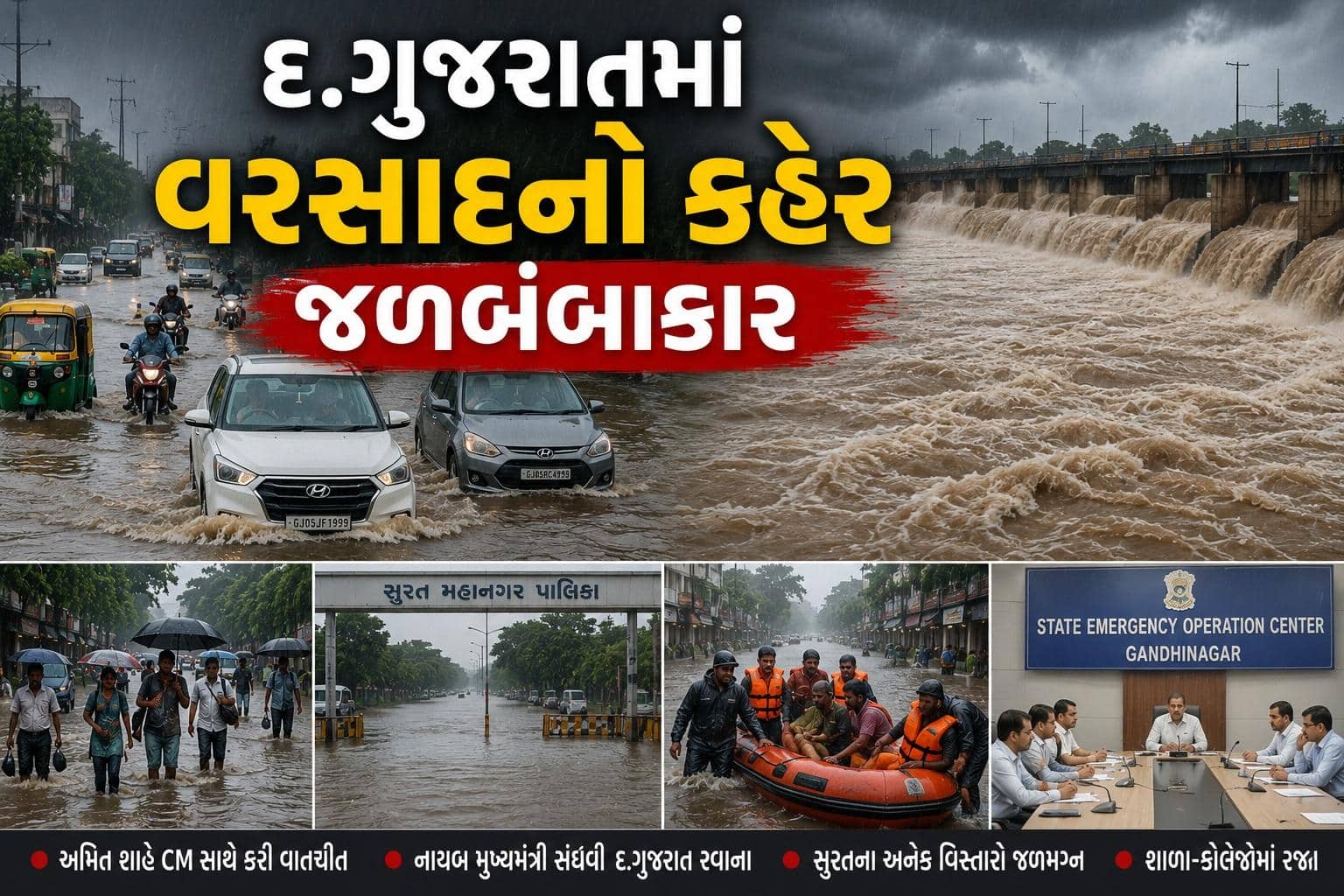 દક્ષિણ ગુજરાતમાં વરસાદનો કહેર: અમિત શાહે CM સાથે કરી વાત