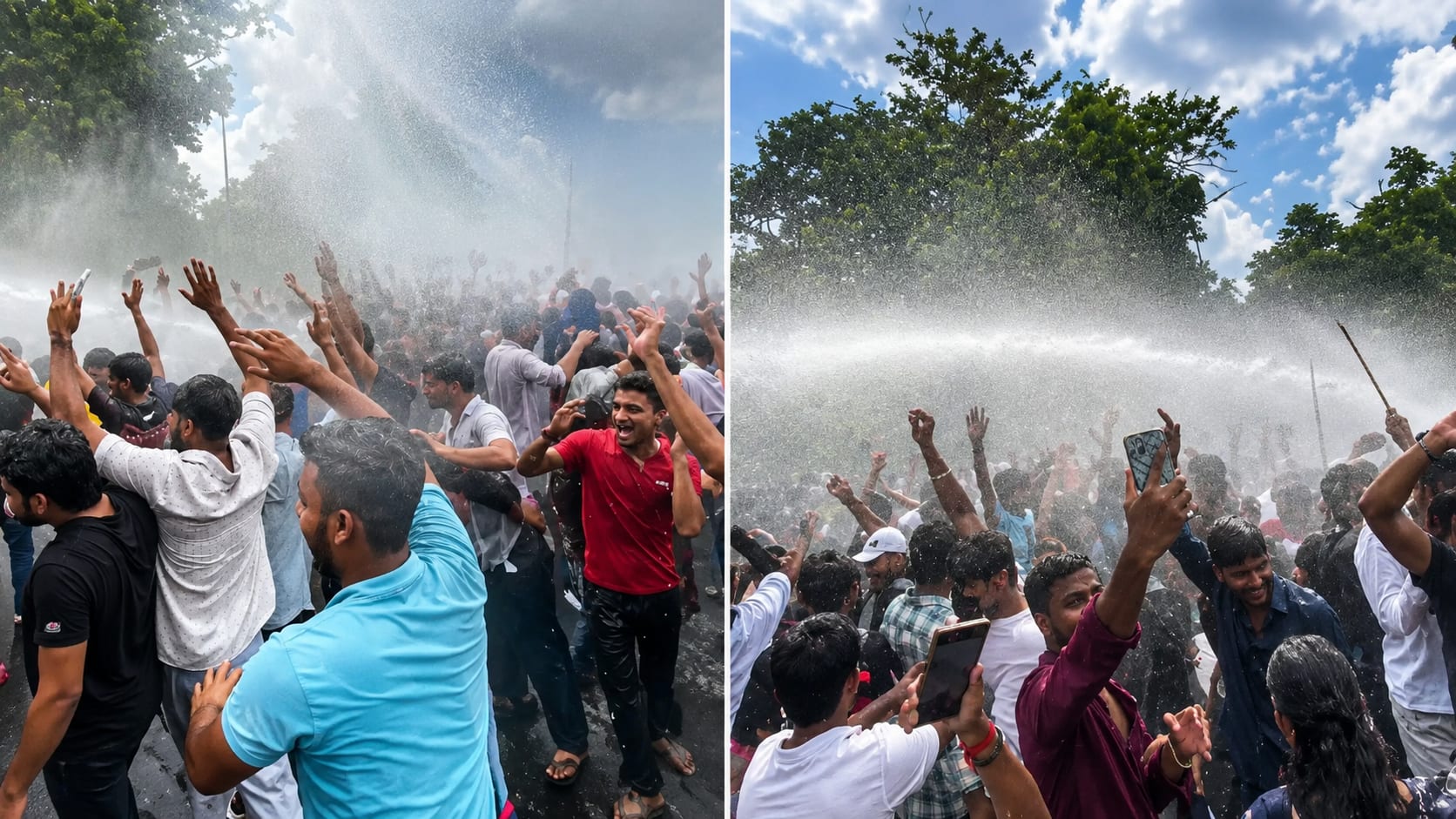 Watch: Bihar Protesters Dance Under Police Water Cannon, Video Goes Viral