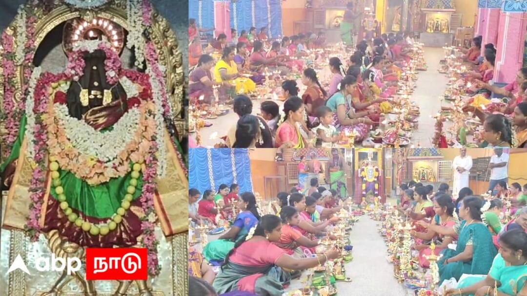 எல்நினோ வெப்பத்திலிருந்து காக்க சிறப்பு வழிபாடு: மயிலாடுதுறையில் 108 விளக்கேற்றிப் பெண்கள் கூட்டுப் பிரார்த்தனை! mayiladuthurai akkulur mariamman temple aadi pournami lamp pooja tnn எல்நினோ வெப்பத்திலிருந்து காக்க சிறப்பு வழிபாடு: மயிலாடுதுறையில் 108 விளக்கேற்றிப் பெண்கள் கூட்டுப் பிரார்த்தனை!