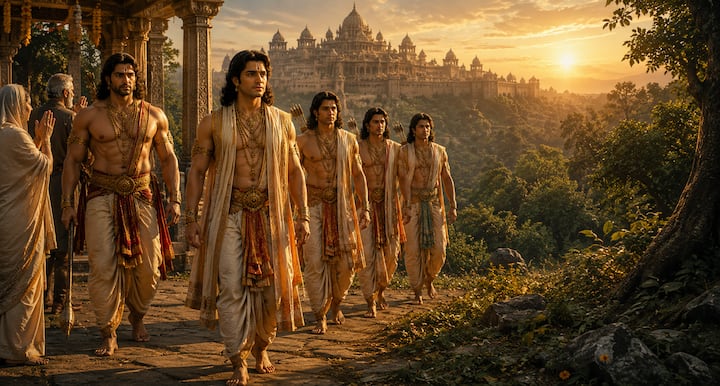 वन की ओर बढ़ने से पहले पांडवों ने विदुर, धृतराष्ट्र और सभी बड़ों का सम्मानपूर्वक आशीर्वाद लिया. युधिष्ठिर जानते थे कि यह रास्ता आसान नहीं होगा, फिर भी उन्होंने धर्म का मार्ग चुना. उन्होंने अपने दुख को मन में रखा और कर्तव्य को सबसे ऊपर माना.