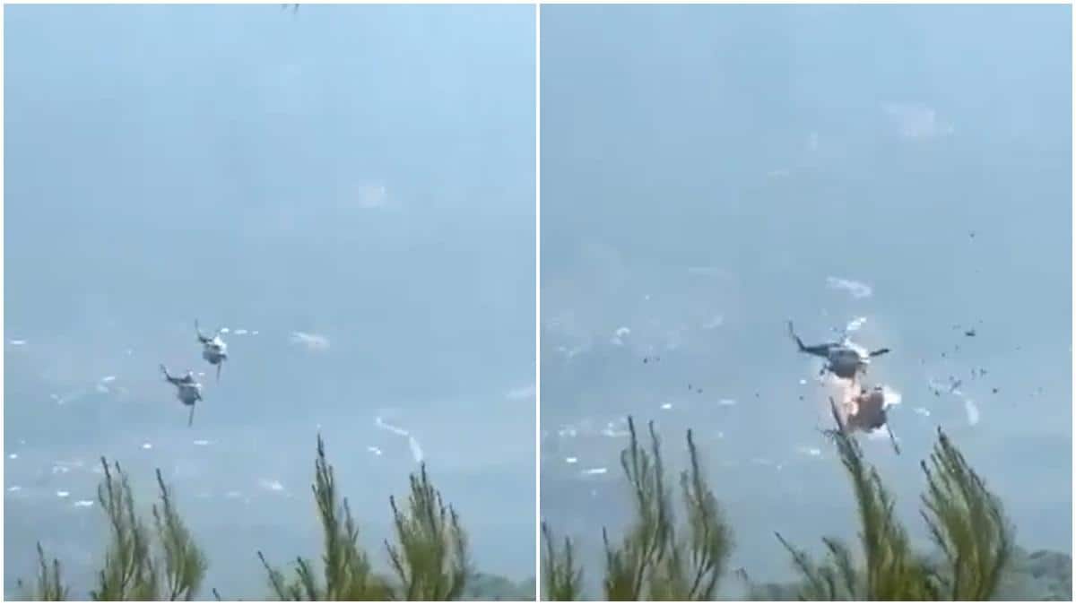 Two Firefighting Helicopters Collide As Greece Battles Massive Wildfires; 100+ Homes Destroyed | Video