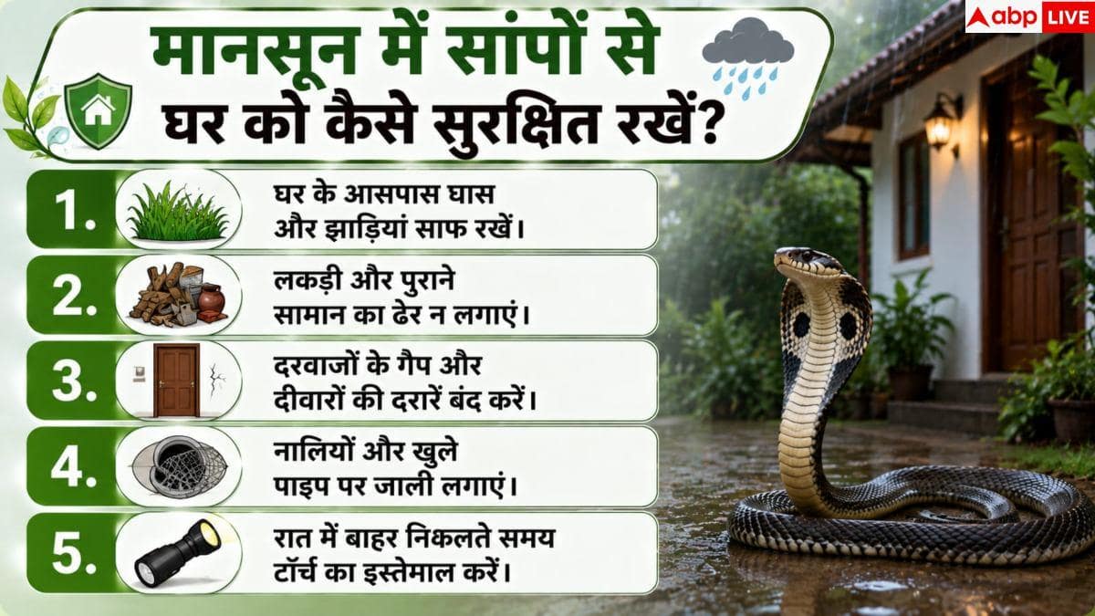 Snakes In Monsoon: मानसून में घर के पास क्यों आते हैं जहरीले सांप? जानें बचाव के तरीके