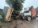 Pune Nashik Highway Accident: भीषण अपघात! भरधाव कंटेनर डिव्हायडर तोडून विरुद्ध दिशेच्या ट्रकला धडकला; पुण्याकडे येणारी वाहतूक ठप्प; पुणे-नाशिक महामार्गावरील घटना