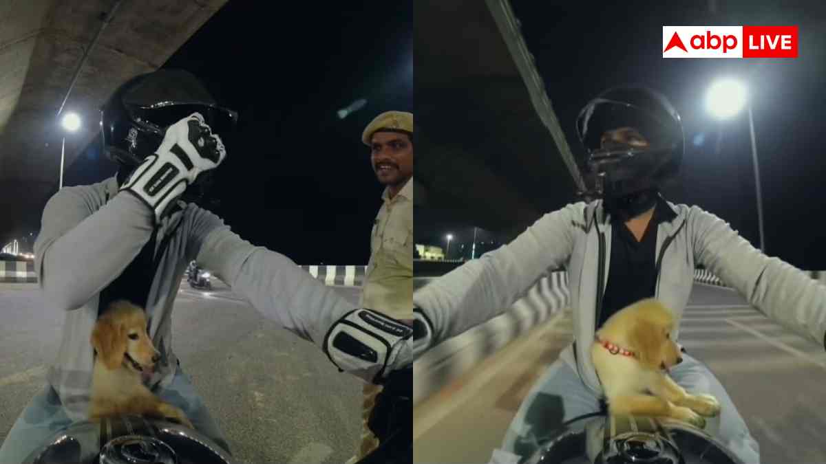 जैकेट में छिपे पिल्ले ने जीता पटना पुलिस का दिल, बाइकर को रोककर देखा प्यारा नजारा