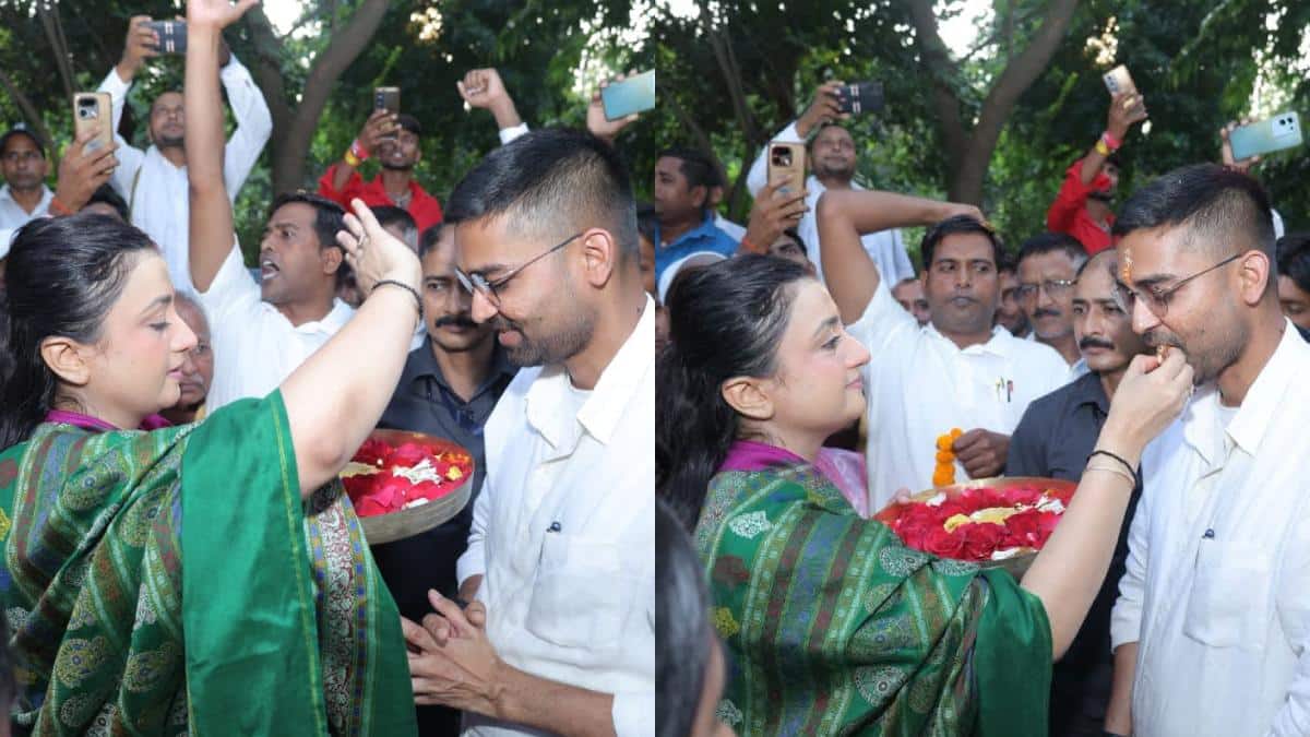दीपक प्रकाश के MLC बनने पर पत्नी साक्षी ने खिलाई मिठाई, आरती उतारी