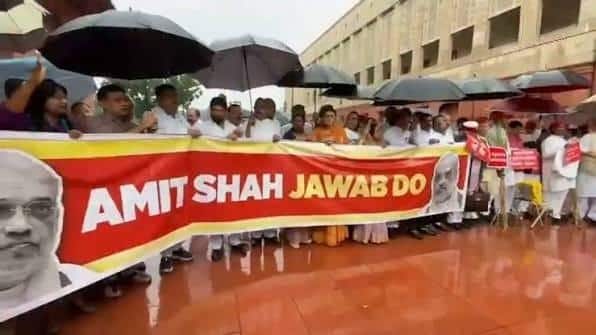 Oppn MPs Continue Parliament Protest Over Ram Temple 'Chanda Chori', Demand Amit Shah's Reply