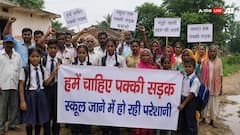 UP: School Students, Villagers Protest In Hamirpur, Demand Paved Road To School